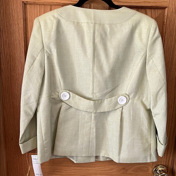 Isabella Women's Light Green Blazer with Button Accents - Picture 7 of 7